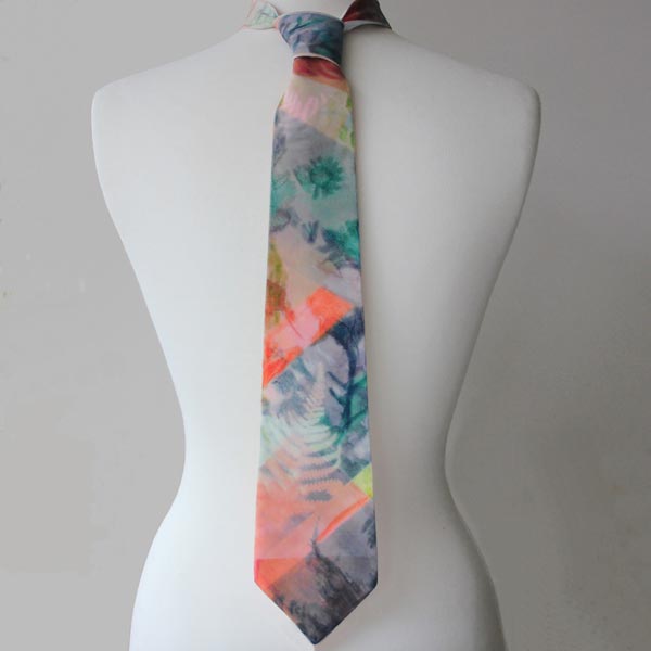 Hand Printed Tie around Neck
